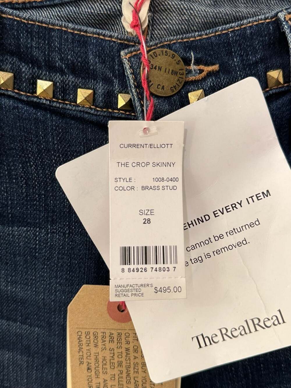 New Current/Elliott The Stiletto Studded Skinny Jeans Size 26 - Picture 4 of 10